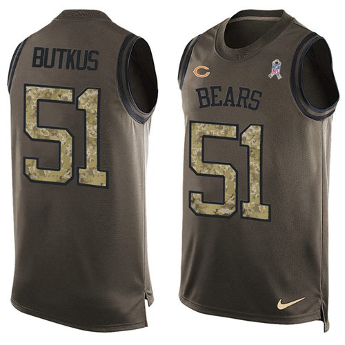 Nike Bears #51 Dick Butkus Green Men's Stitched NFL Limited Salute To Service Tank Top Jersey - Click Image to Close